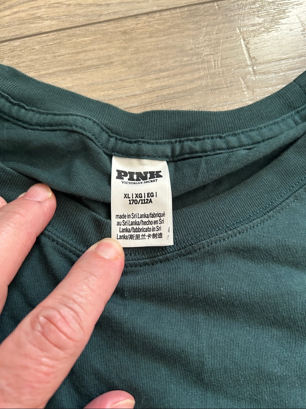 PINK Victoria's Secret Dark Teal Crewneck Tee; ‘Does This Come in Pink?’ - Picture 5 of 11
